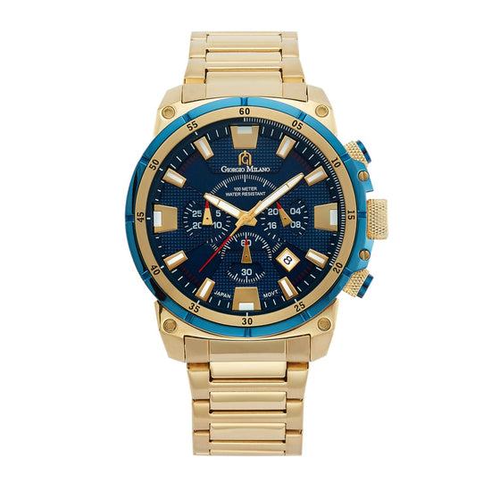 DANILO-206 (Gold/Blue) hour bars gold on blue dial chronograph