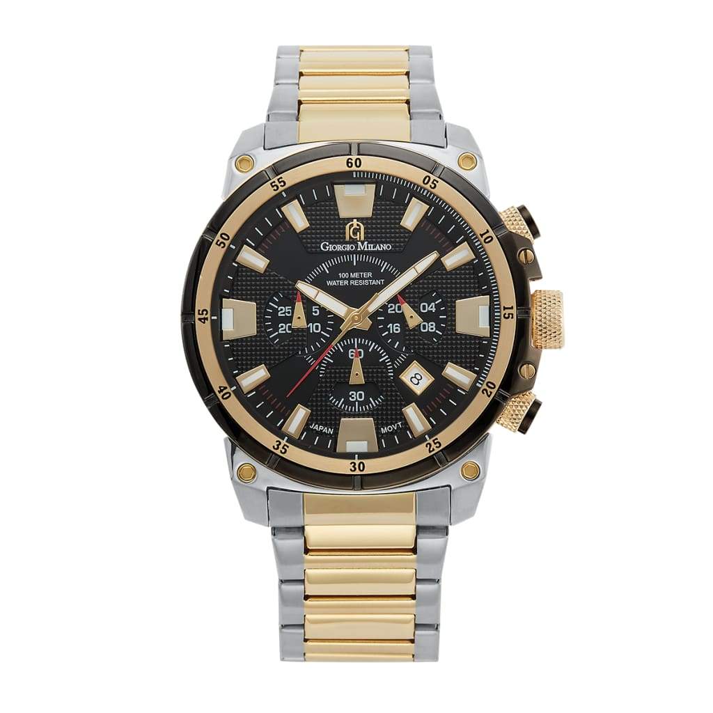 DANILO-206 (Two Tone Black) black dial 2 tone silver gold mens watch