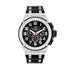 ERCOLE - 232 (Silver/Black) silver chronograph watch body and interlinks black face buttons and custom rubber strap