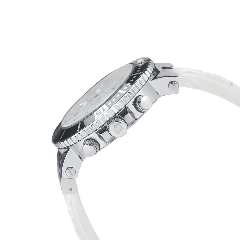 LEONARDO-884 white strap silver body crown button detail