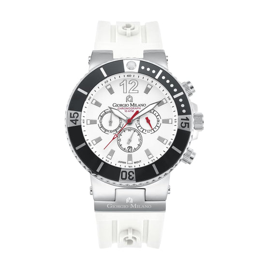 LEONARDO-884 (Silver/White) black bezel diver watch chronograph dial