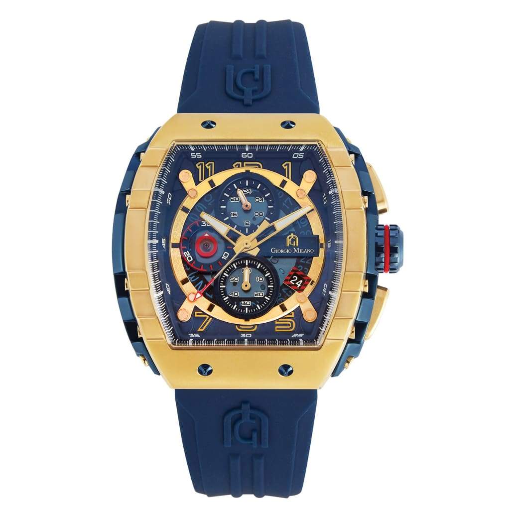 MAESTRO-233 (Gold/Blue) gold case and accents blue dial and custom silicon strap