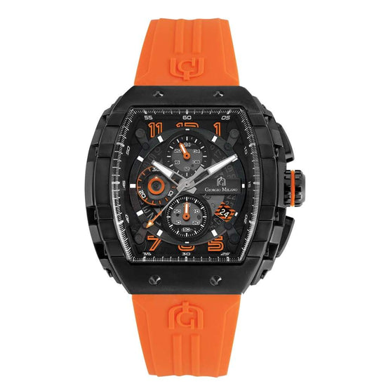 MAESTRO-233 (Orange/Black) black case chronograph orange custom imprint silicon band