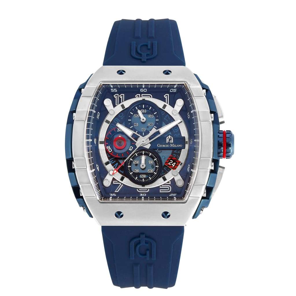 MAESTRO-233 (Silver/Blue) silver case and accents w blue dial and custom silicon strap