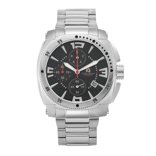 MASSIMO (Silver/Black) large hour and minute hands white chronograph self winding