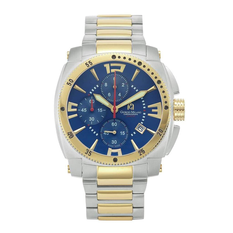 MASSIMO - 850 (Two Tone Blue) silver case gold bezel w accents blue face