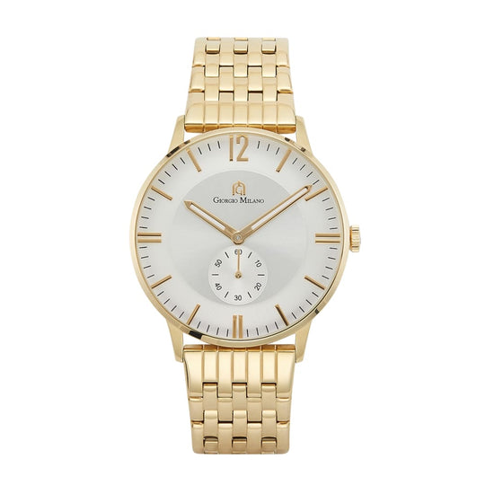 MAURO - 209 (Gold/Silver) gold link band watch body dial accents 3 hands simple design