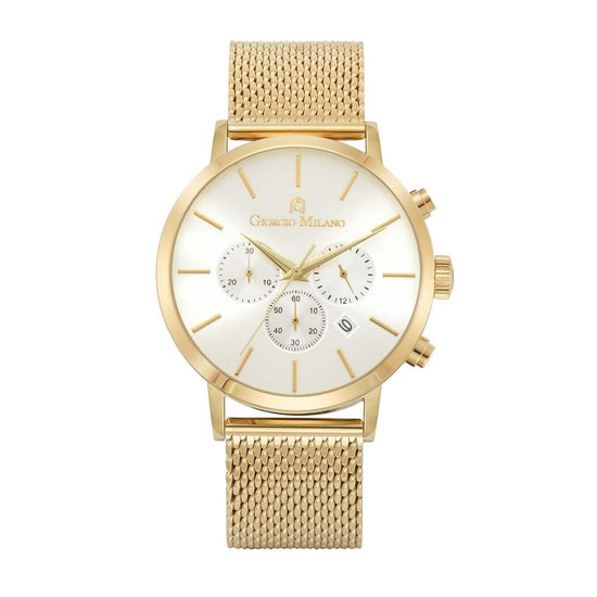 NOE (Gold) minimalist white face gold dial and mesh band chronograph