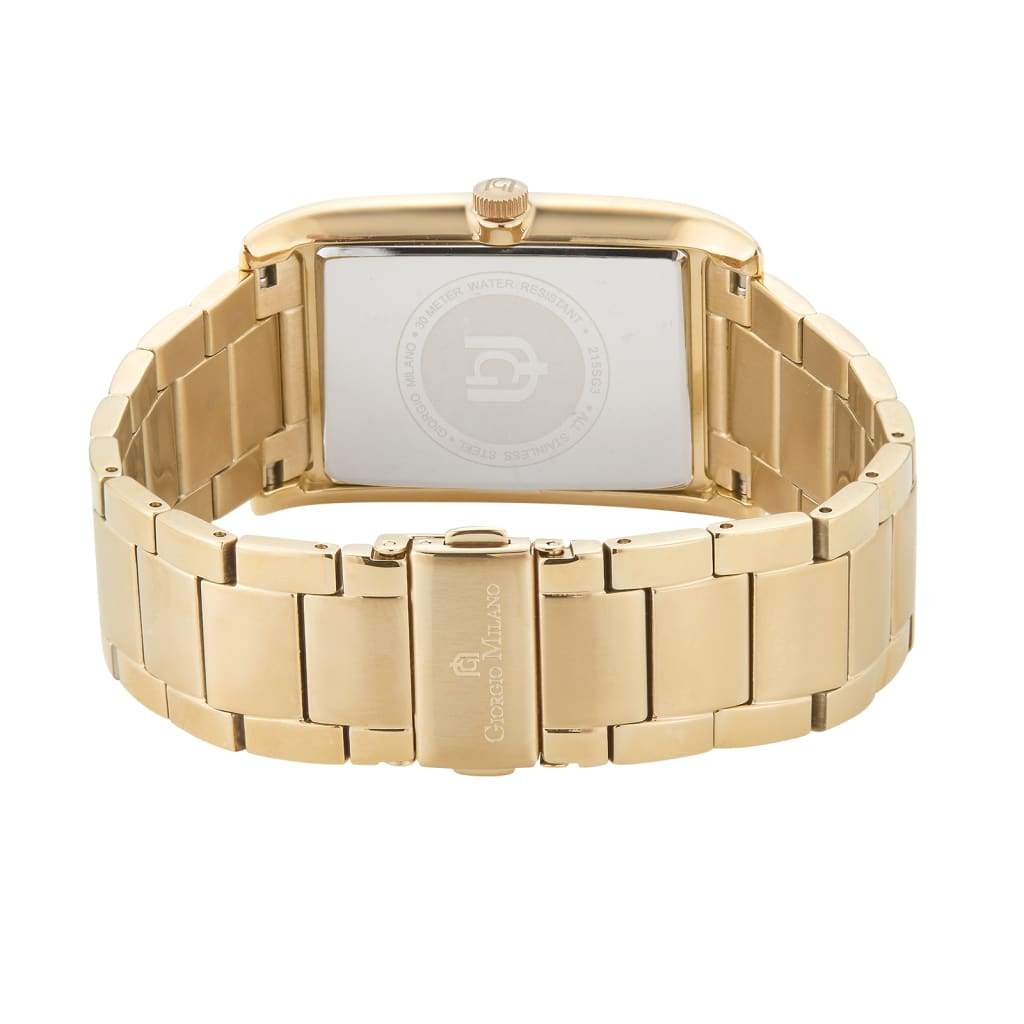 PAOLO - 215 gold rectangular case rear view imprint gold link band