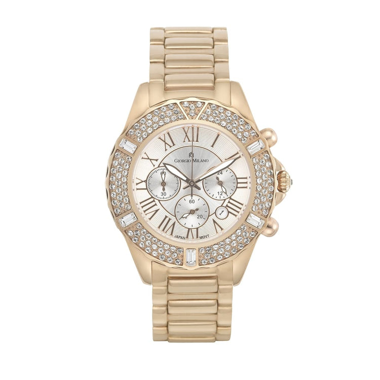 PAULINA-738 (Rose Gold) ladies chronograph silver accent dial gorgeous watch