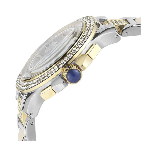PRISCILL- 839 silver watch body and bracelet w gold accents detail crown button