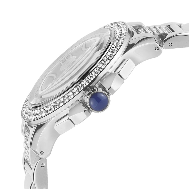PRISCILL- 839 silver crown detail blue cabochon easy to use swarovski crystals on bezel