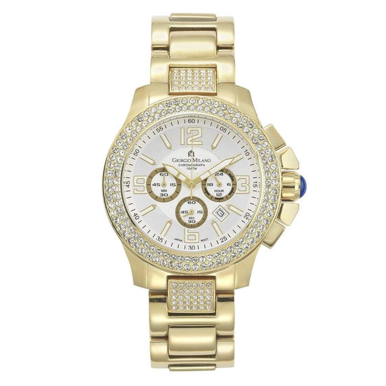 PRISCILL- 839 (Gold) swarovski crystals analog face chronograph gold accents