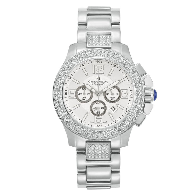 PRISCILL- 839 (Silver) white face silver accents chronograph womens fashion watch