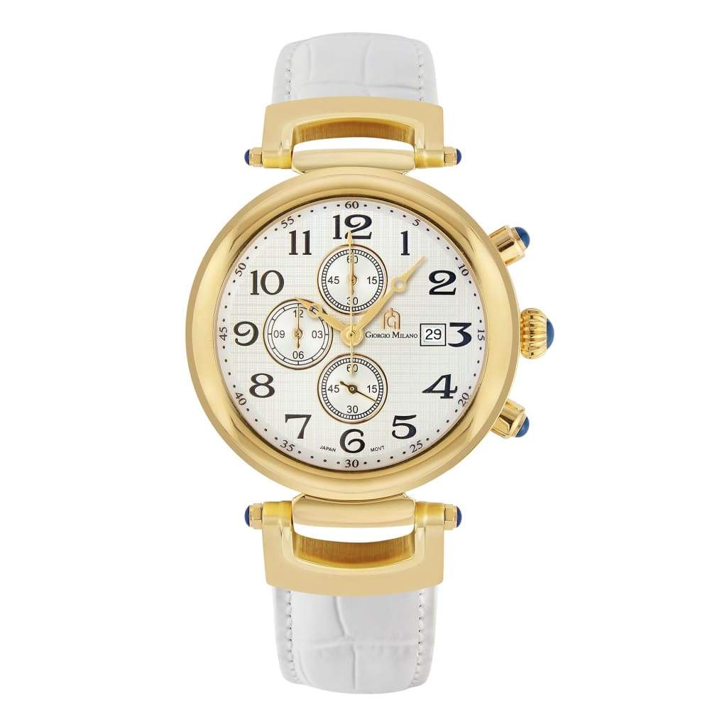 RENATO (Gold/White) gold watch body white strap and dial
