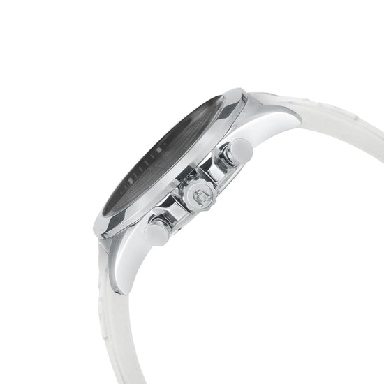 SAVIO 2.0 - 972 white custom rubber strap silver watch body side detail crown button