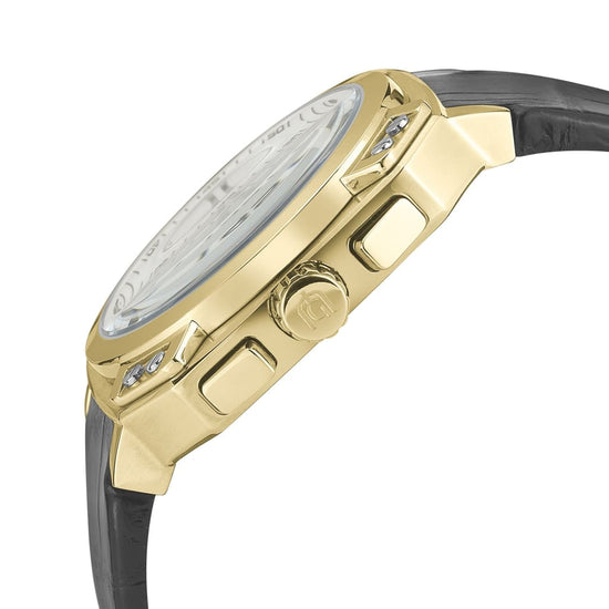 TEMPO - 886 side view gold case ridged crown button