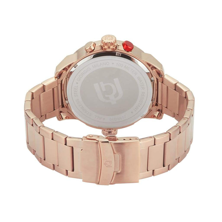 VIAGGIO - 203 rear view ss case imprint rose gold link bracelet safety closure